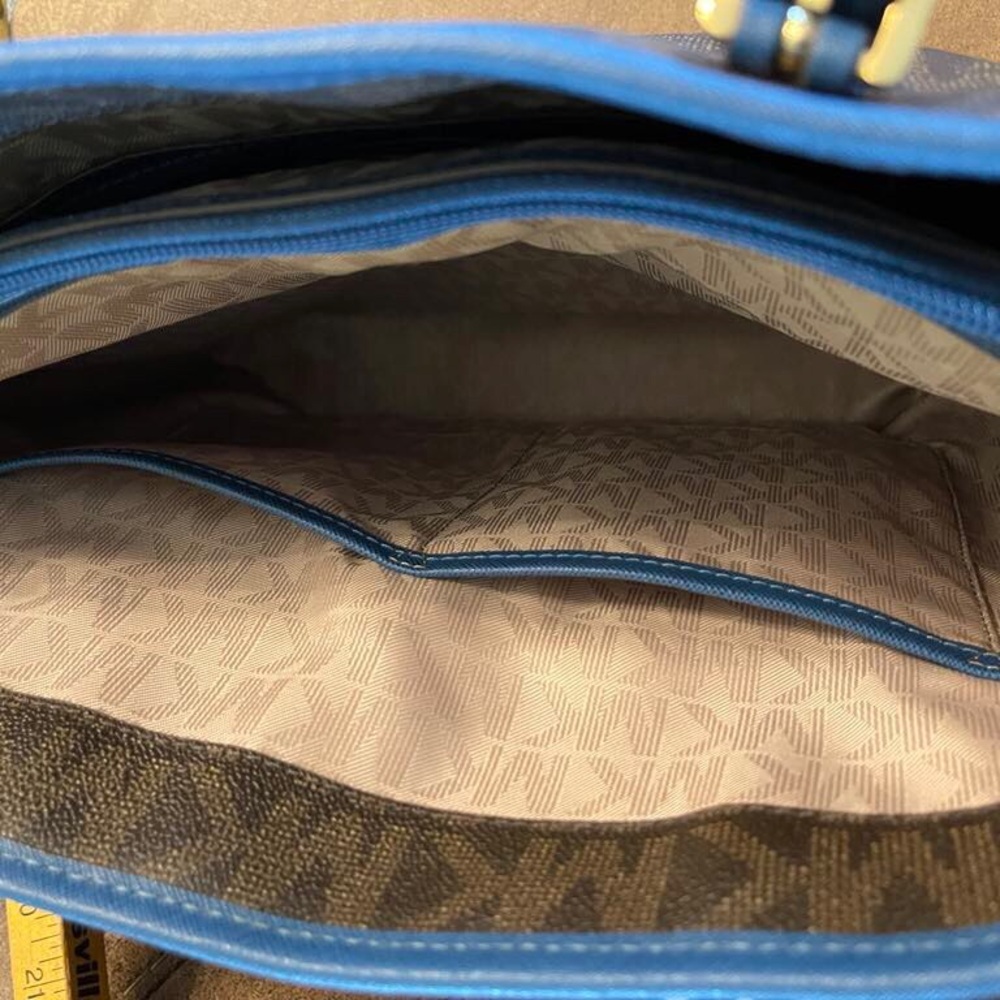 Michael Kors Brown and Blue Monogram Tote - Picture 11 of 15